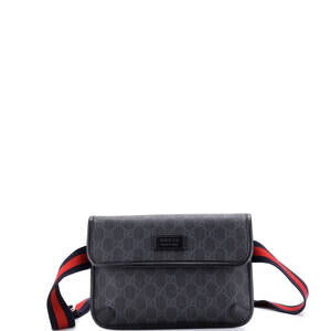 Gucci Web Flap Belt Bag Gg Coated #199192G91B